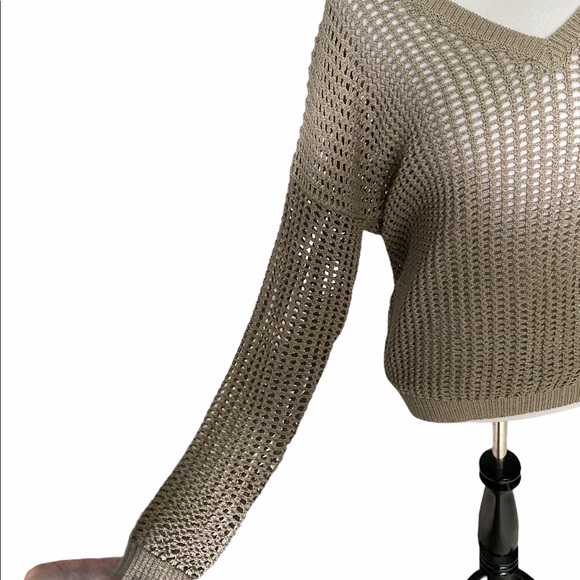 VINCE tan open-weave cotton sweater size XS - Picture 3 of 9